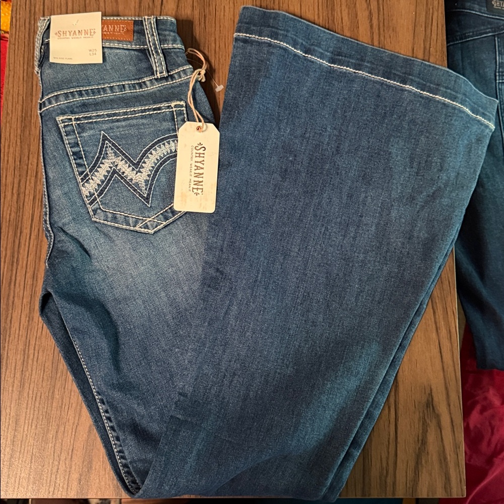 Shyanne Women's  Blue Mid -Rise Flare Denim Jeans